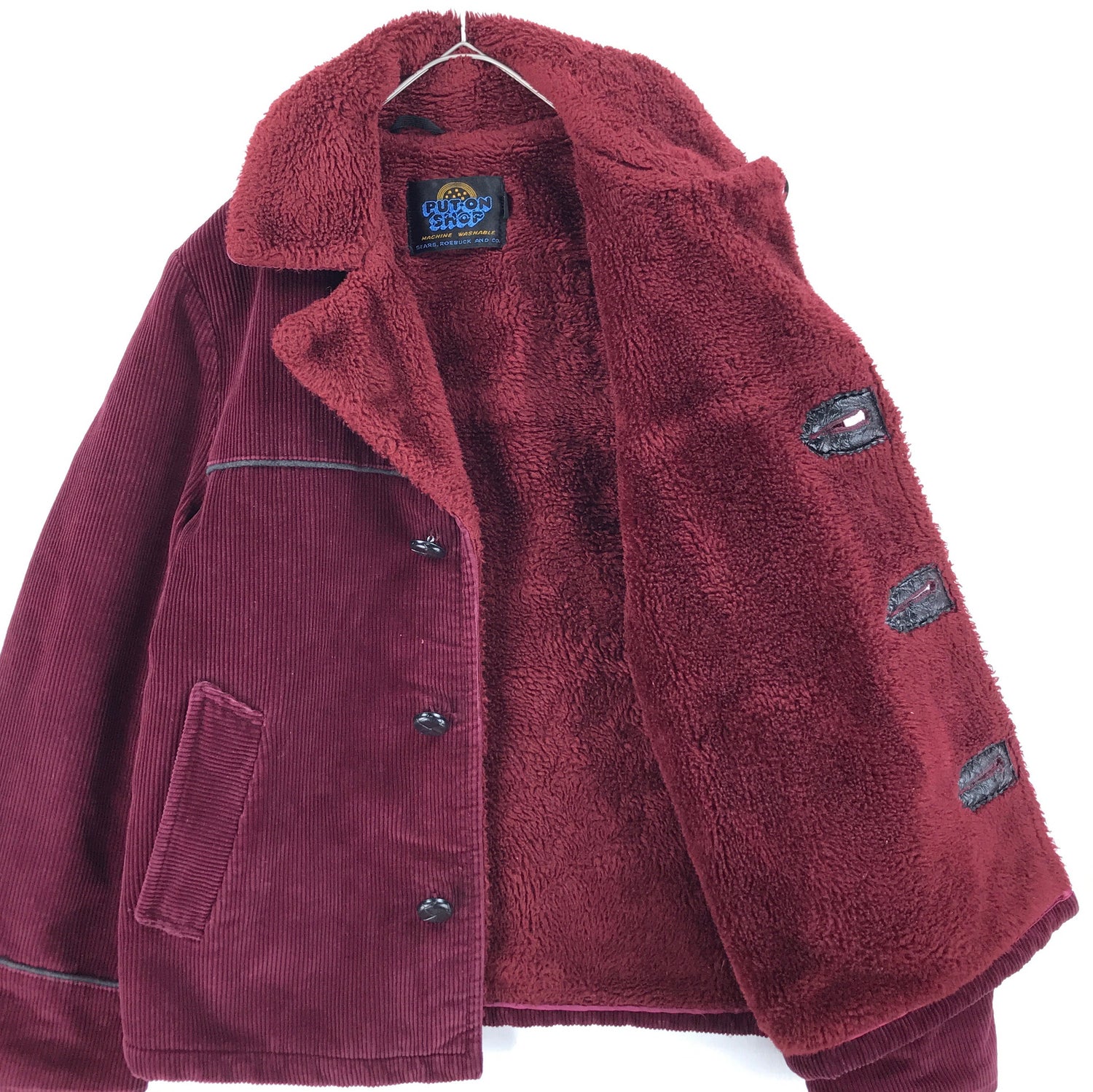 Vintage 1950'S UNKNOWN corduroy boa jacket, size S, men's unclear brown type Vintage Second Hand